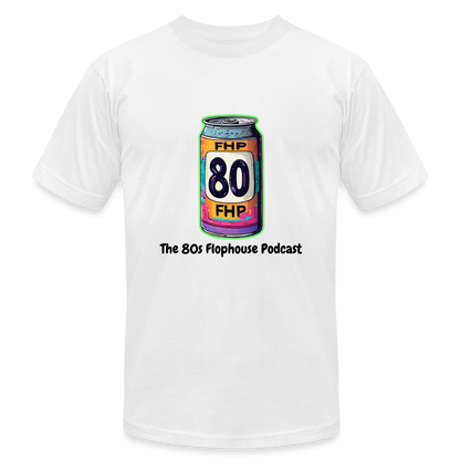 The 80s Flophouse Soda Can -Unisex Jersey T-Shirt by Bella + Canvas - white