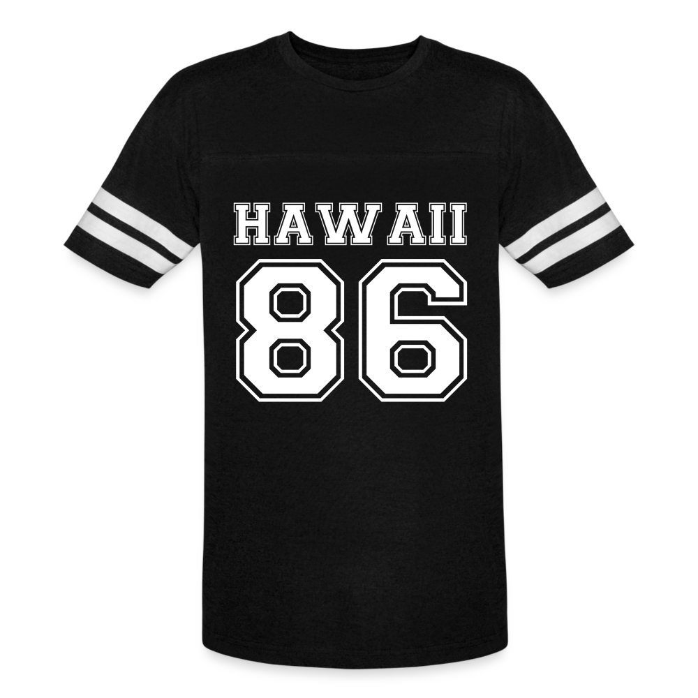 Hawaii 1986 Vintage Sport T-Shirt with White Logo - Front - black/white